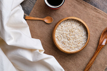 Oatmeal Porridge on Wooden Table