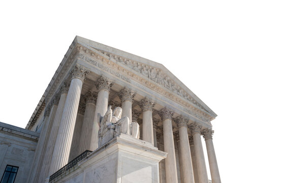US Supreme Court Building with cut out background and sky.