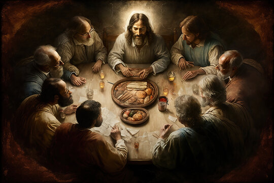Jesus Teaching his disciples. Christ Having communion with his disciples 