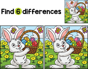 Bunny Basket of Easter Eggs Find The Differences