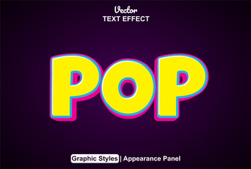 pop text effect with graphic style and editable.