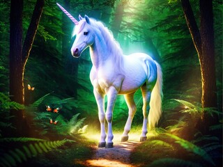 Obraz na płótnie Canvas A magnificent unicorn. Mysterious and magical. 