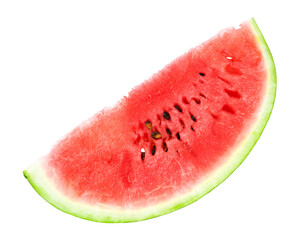 Sweet watermelon slice isolated on transparent background. Fresh food. PNG format