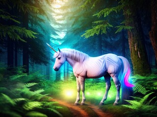 Fototapeta na wymiar A magnificent unicorn. Mysterious and magical. 