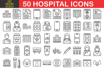 Hospital Line icons set