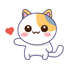 cute cat with love vector illustration template design