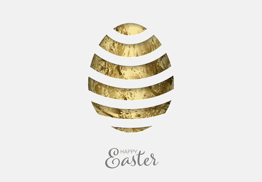 Vector cut Paper card / poster with striped easter golden egg