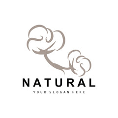 Cotton Logo, Natural Biological Organic Plant Design, Beauty Textile and Clothing Vector, Soft Cotton Flowers