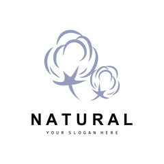 Cotton Logo, Natural Biological Organic Plant Design, Beauty Textile and Clothing Vector, Soft Cotton Flowers