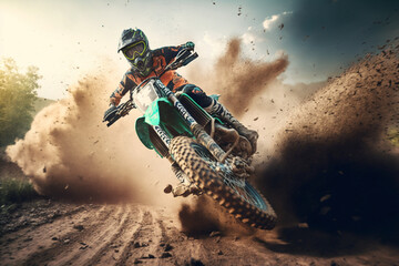 Motorrad Motocross Generative AI - obrazy, fototapety, plakaty