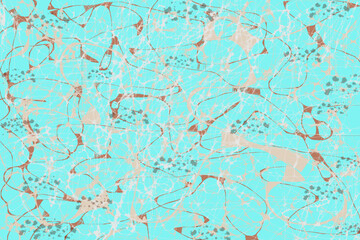 Obraz na płótnie Canvas Stylization of turquoise marble or artificial stone. Beige, brown stains on a light blue background.