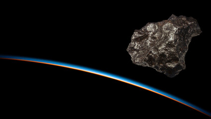 Image of a meteorite approaching the earth