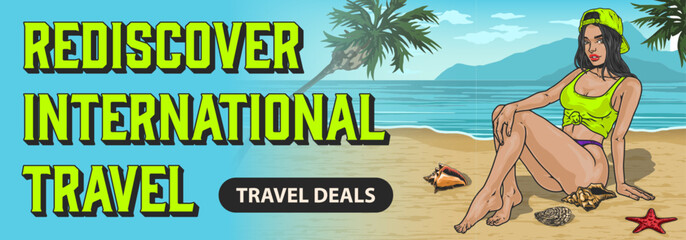 Rediscover international travel banner colorful
