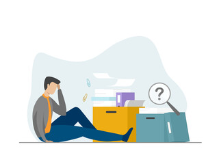 Illustration with person searching for files