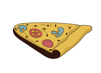 Pizza piece. Traditional Italian food. Pizza icon isolated on white background. Vector illustration