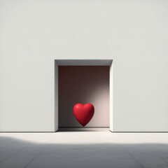 A heart in a small space behind a wall. Created using generative AI and image editing software.