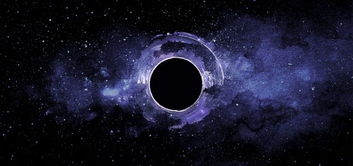 Black hole vector illustration. Space galaxy background © WhataWin