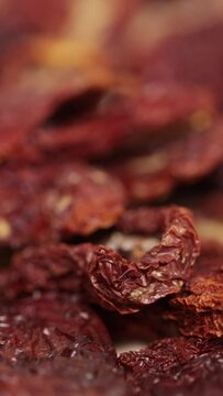 Dried fruits of gentle drying tomatoes with sea salt