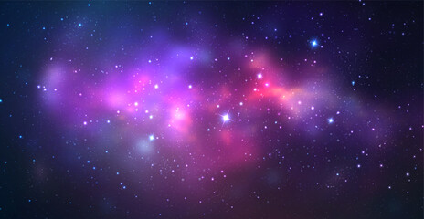 Space background with realistic nebula and shining stars. Magic colorful galaxy with stardust © WhataWin