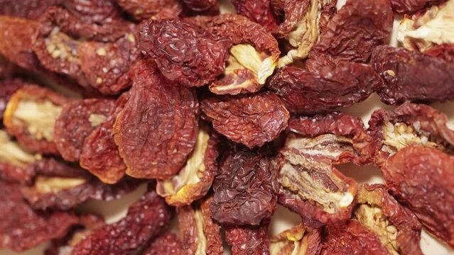 Dried fruits of gentle drying tomatoes with sea salt