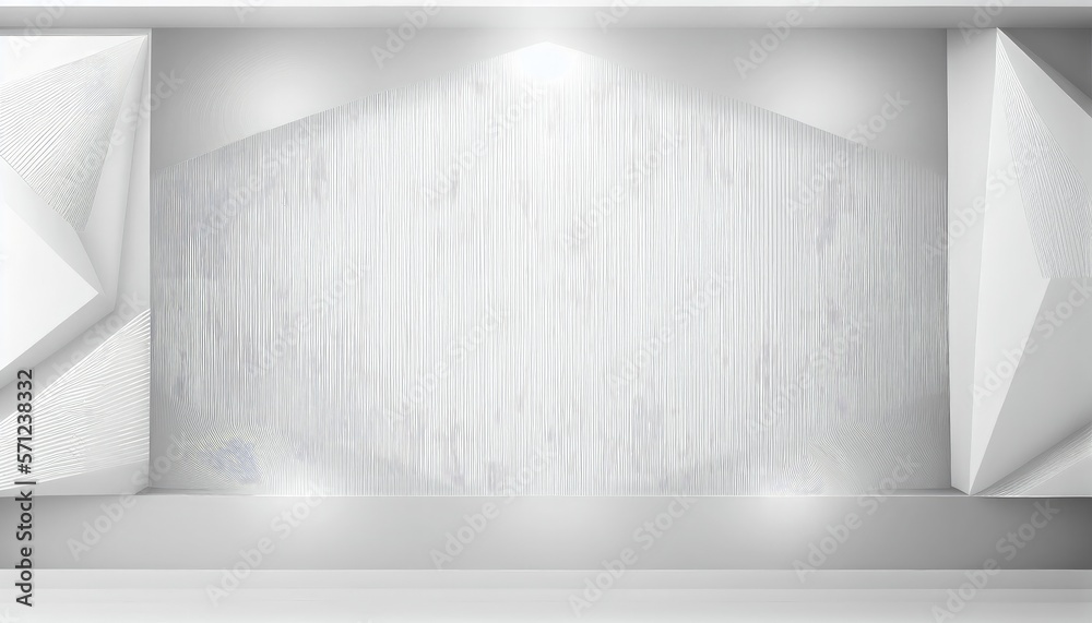 Wall mural soft light white abstract stage in elegant futuristic geometric style with simple lines and corners,