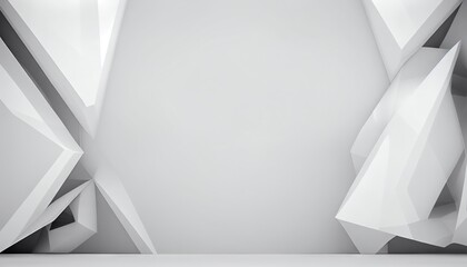 Soft light white abstract stage in elegant futuristic geometric style with simple lines and corners, polygons as background for advertisement, presentation products, and design. Generative AI