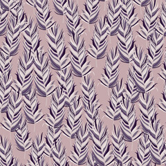 Seamless pattern with feathers. Abstract tropical palm leaves.