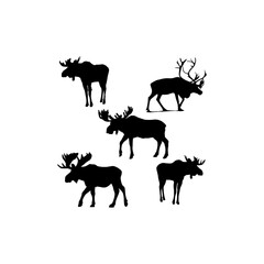 moose set silhouette icon logo