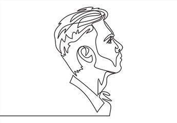 Continuous one line drawing of man portrait. Hairstyle. Fashionable men's style. 