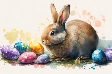 Easter bunny, watercolor, generative ai