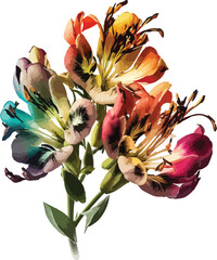 watercolor colorful flower white background