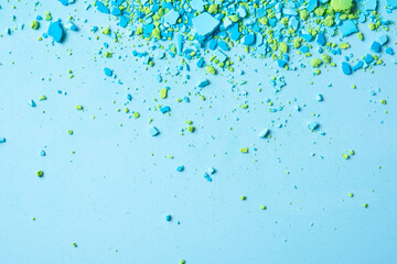 Colorful blue-green particles. Abstract banner background