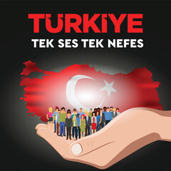 Türkiye Deprem. Türkiye Tek Ses Tek Nefes.
Translate: Turkey Earthquake. Turkey One Voice One Breath.
