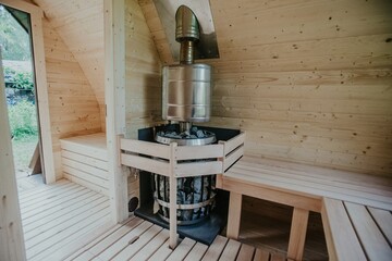 View of a sauna from the inside