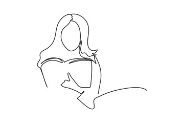 Continuous line reading a book Concept, study, relax, style, design, hand drawn, vector illustration