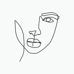 Surreal Faces Continuous line, drawing of set faces and hairstyles, fashion concept, woman's beauty, minimalist, vector illustration, pretty sexy. Take care of yourself.