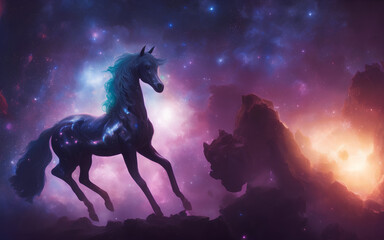 Obraz na płótnie Canvas Pferd im Weltraum