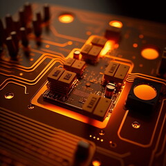 Fototapeta na wymiar futuristic printed circuit board (PCB) showcases advanced technology and cutting-edge design, promising to revolutionize the world of electronics, generative AI