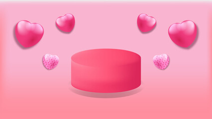 Valentine background with one high podium and six hearts. eps 10. easy to edit
