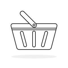 Shopping basket icon. Linear symbol of shopping basket. Vector illustration. Black icon isolated.