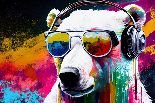 Colorful Polar Bear Artwork - Modern and Cool Pop Art Design for Influencer and Art Lovers
