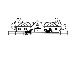 Horse farm. Vector flat illustration