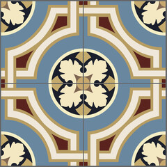 Ceramic Tiles. Hydraulic ceramic. Digital design. Floral decorative ornament.