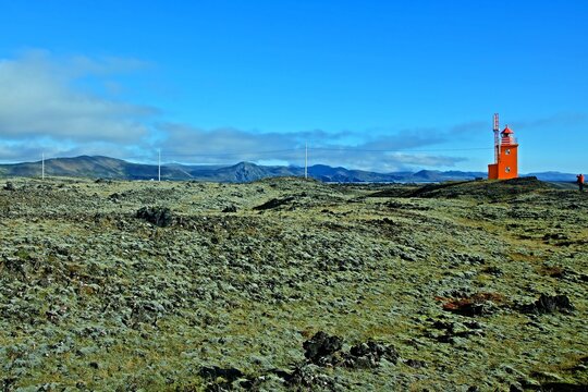 Iceland-view of Hopsnes lighthouse near Grindavik on the southern Reykjanes peninsula