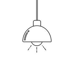 Chandelier linear icon. Black hanging lamp icon on white background. Vector illustration.