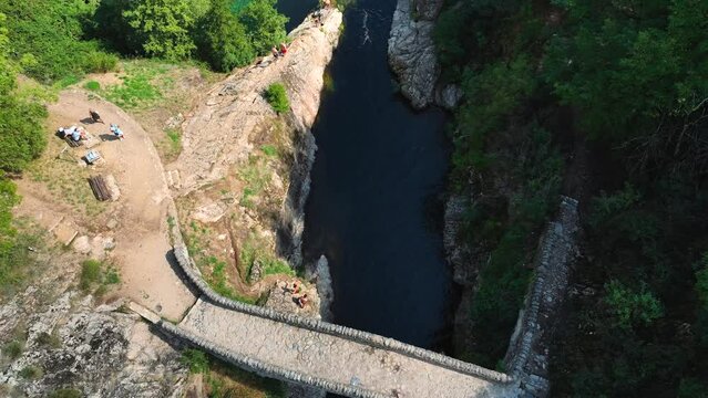 Le pont du diable or Devil Bridge ain Thueyts village in the Ardeche department in southern France.