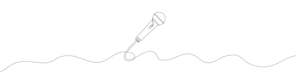 Continuous drawing of microphone. One line icon of microphone. One line drawing background. Vector illustration. Line art of microphone