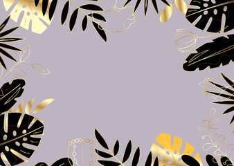 abstract background with tropical golden leaves