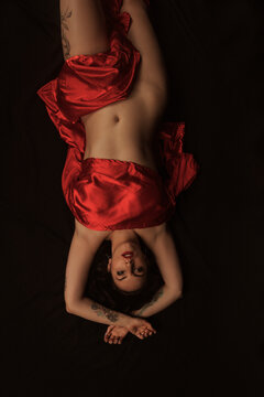 naked slavic woman in red 