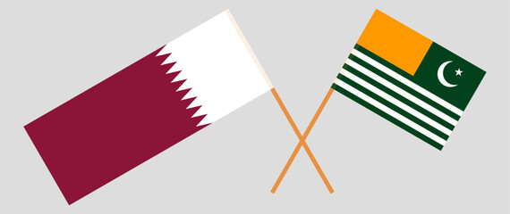 Crossed flags of Qatar and Azad Kashmir. Official colors. Correct proportion
